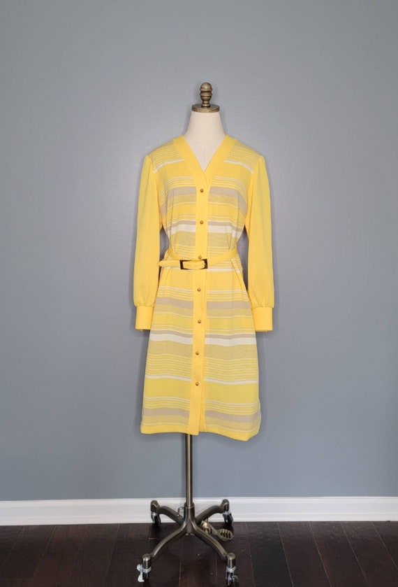 70s Yellow Striped Dress Stoner Square by Nelly D… - image 6