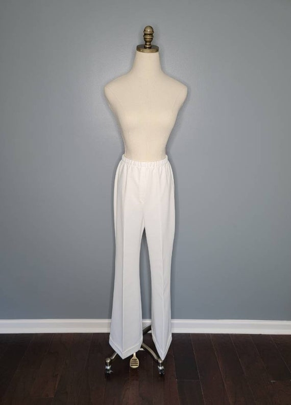 60s Jantzen Wide Leg White Polyester Pants Textur… - image 10