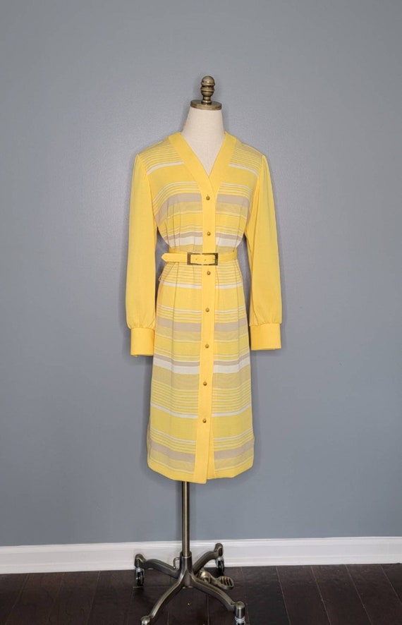 70s Yellow Striped Dress Stoner Square by Nelly D… - image 2