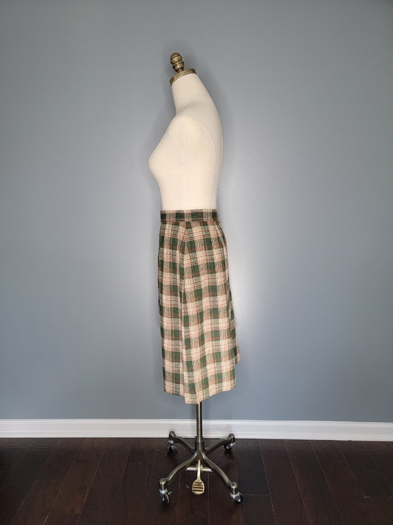 70s Plaid Green Wool Skirt - image 9