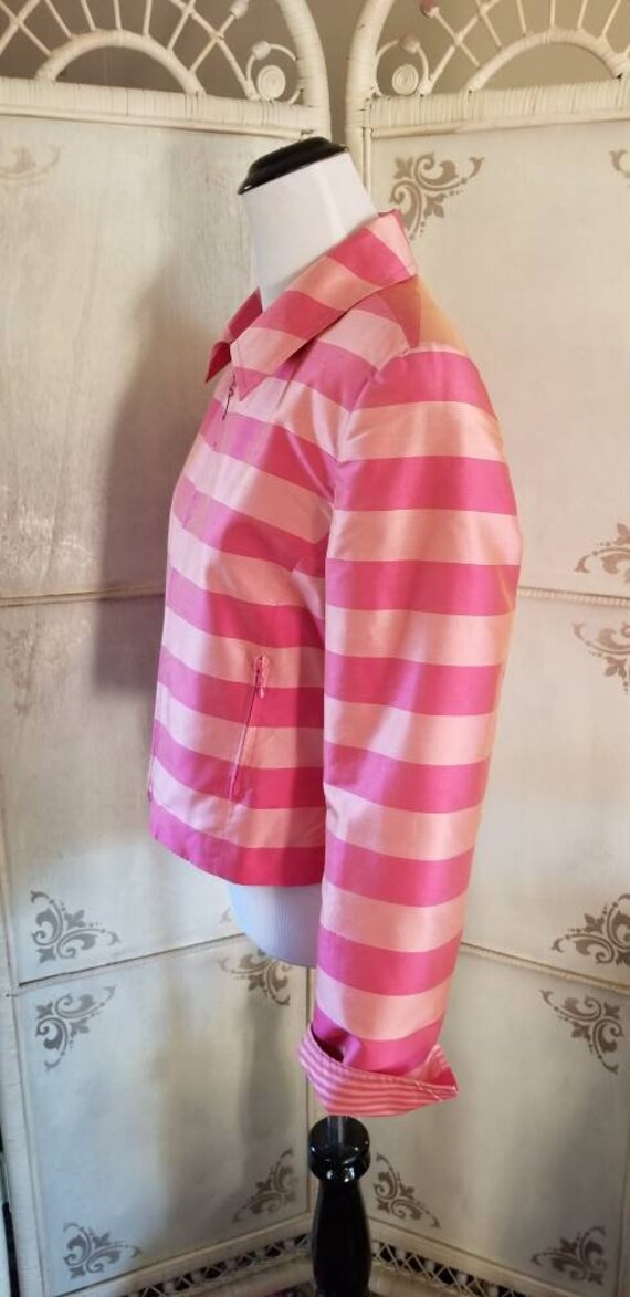 90s Pink Striped Carlisle Silk Jacket Size 4 - image 6