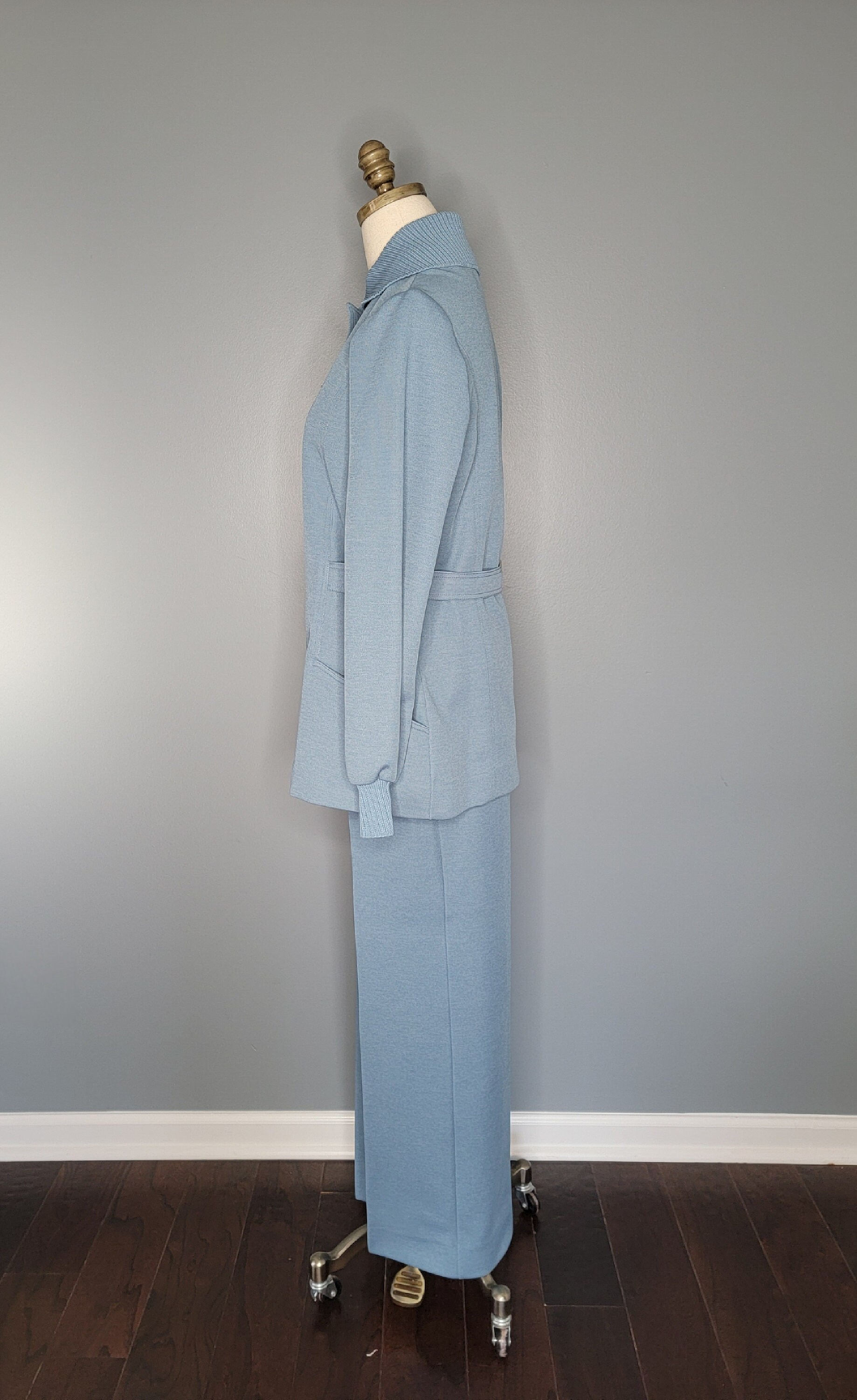 1970s Powder Blue Polyester Leisure Suit Set James Kenrob Dacron