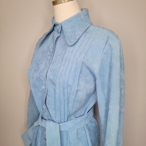 1970s Lilli Ann Ultra Suede Blue Trench Coat image 8