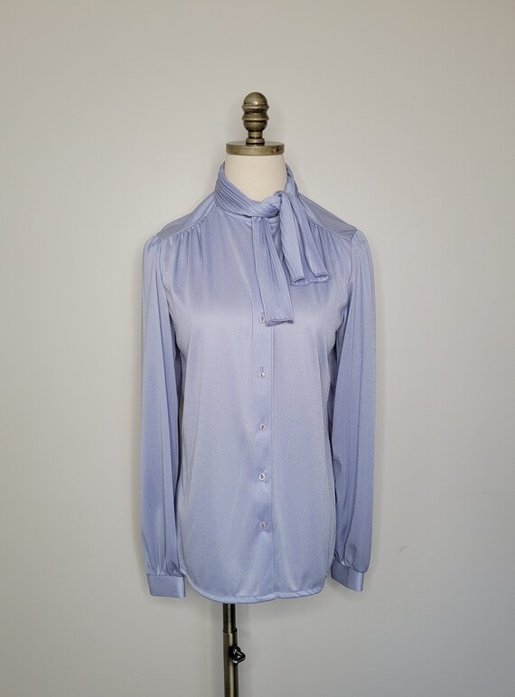 1980s ACT III Lavender Blouse Pleated Collar - image 5