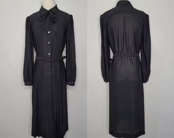 1970s Black Pleated Dress Henry Lee