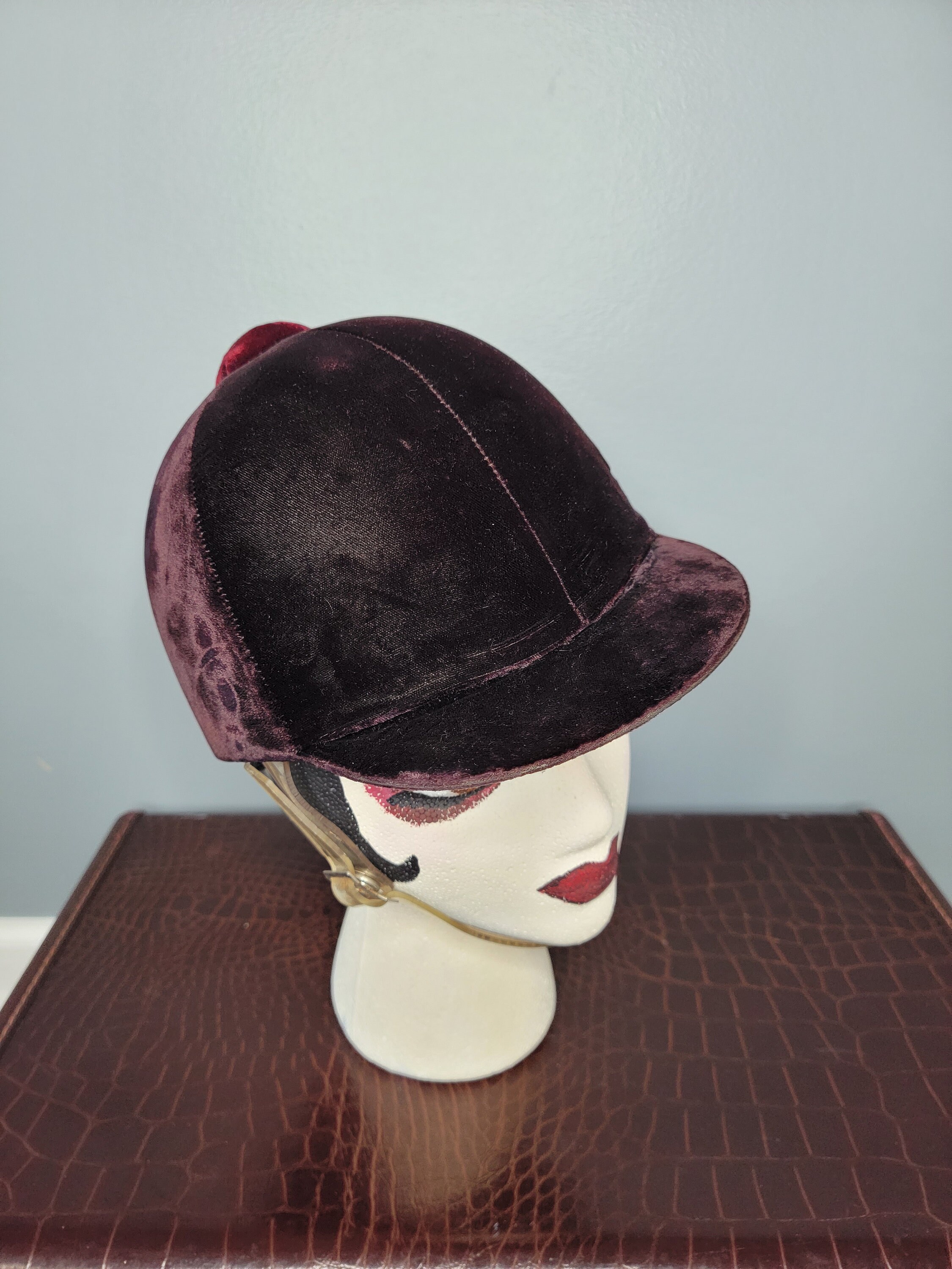1980s Brown Velvet Riding Helmet Equestrian Etsy