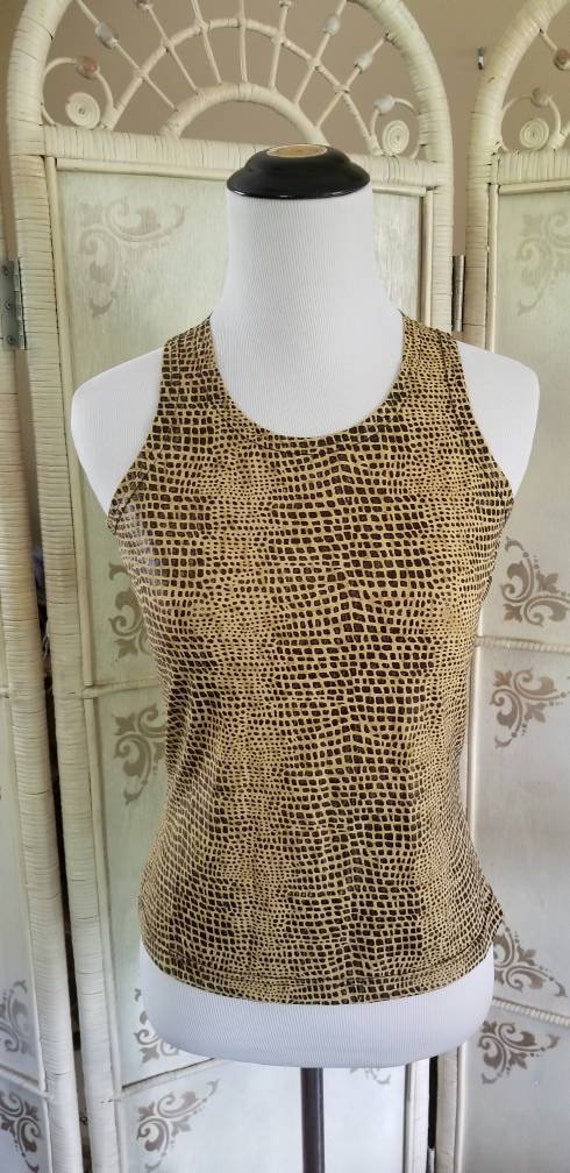 90s Tan Alligator Print Tank Styleworks by Newpor… - image 2