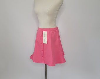 80s Barbie Pink Mini Skirt: Joyce Deadstock Vintage Button Front