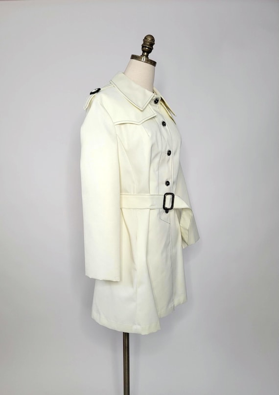 1960s Ivory Coat Mod Trench Coat - image 1