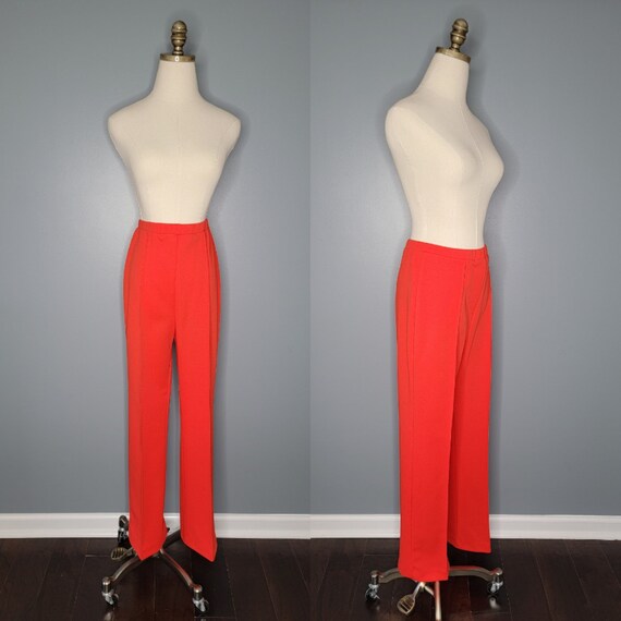 1960s Pykettes Red Polyester Pants Red Vintage Tr… - image 2