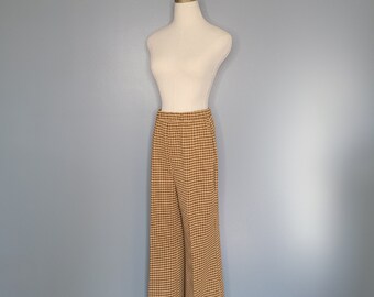 60s Brown and Tan Houndstooth Wide Leg Pants Pykettes