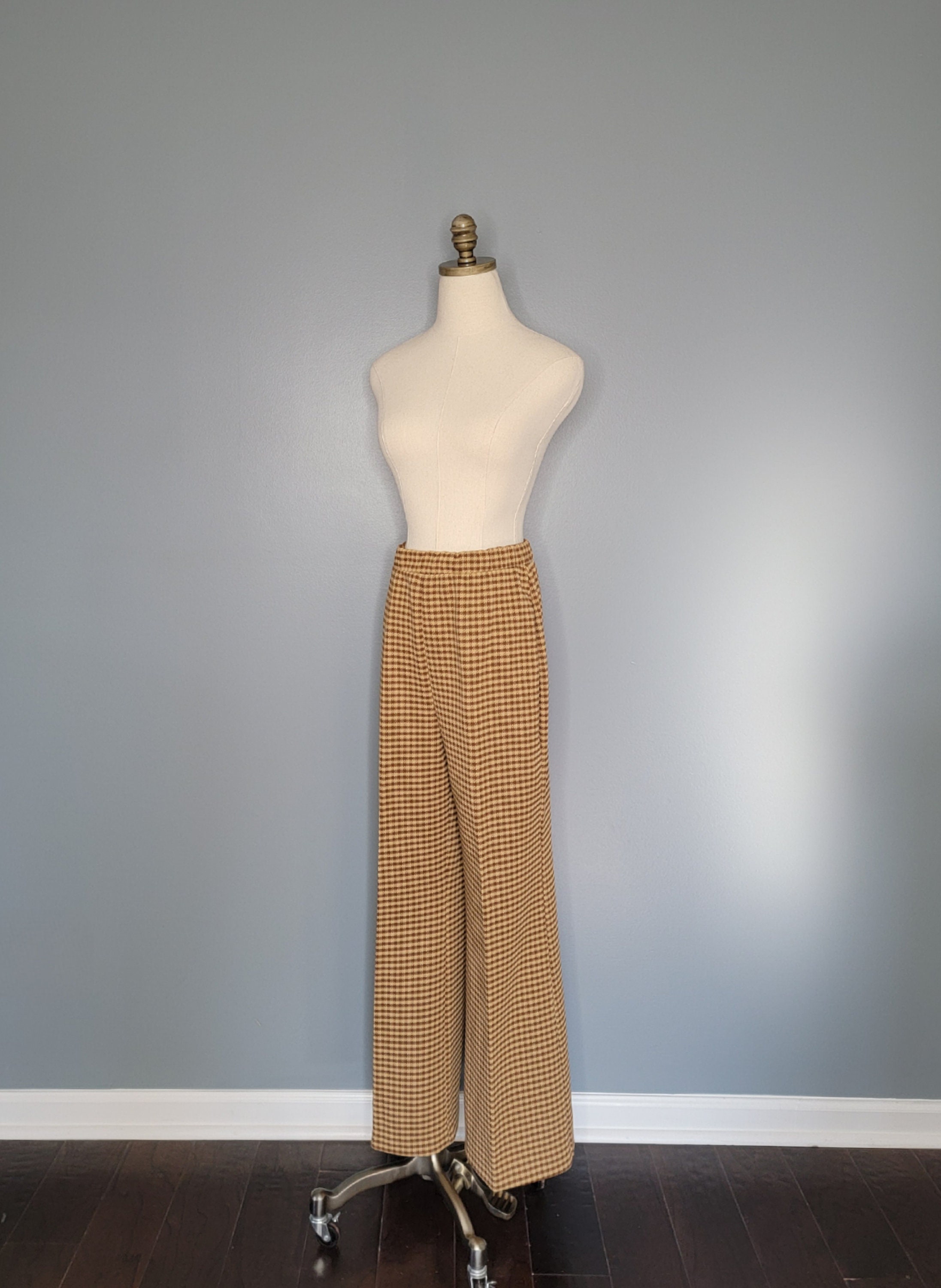 Keller Wide Leg Pant - Brown Mini Houndstooth
