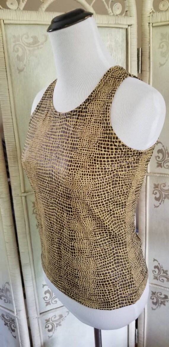 90s Tan Alligator Print Tank Styleworks by Newpor… - image 4