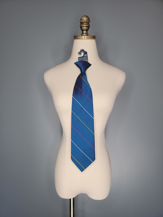 60s/ 70s Blue Striped Tie Sears Convertable Snapp… - image 1