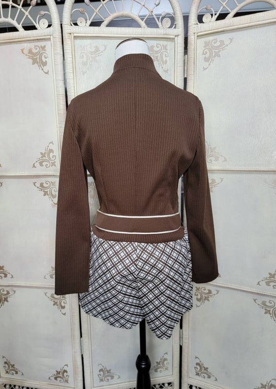 60s Brown Mod Romper ACT III Textured Polyester L… - image 3