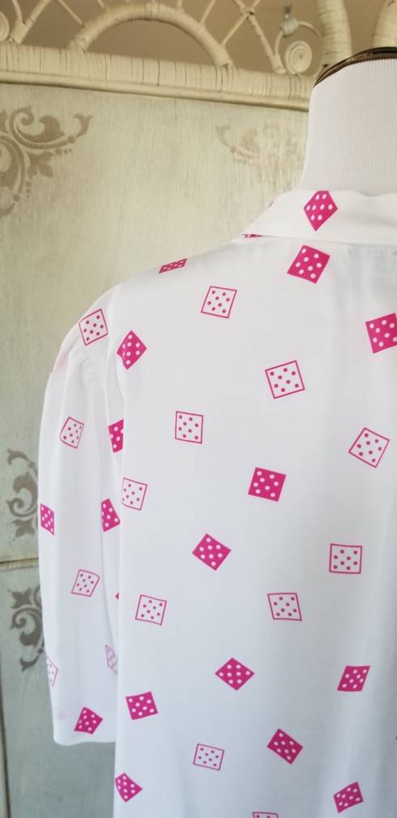 1980s Hot Pink Lucky Dice Blouse Haberdashery Col… - image 8