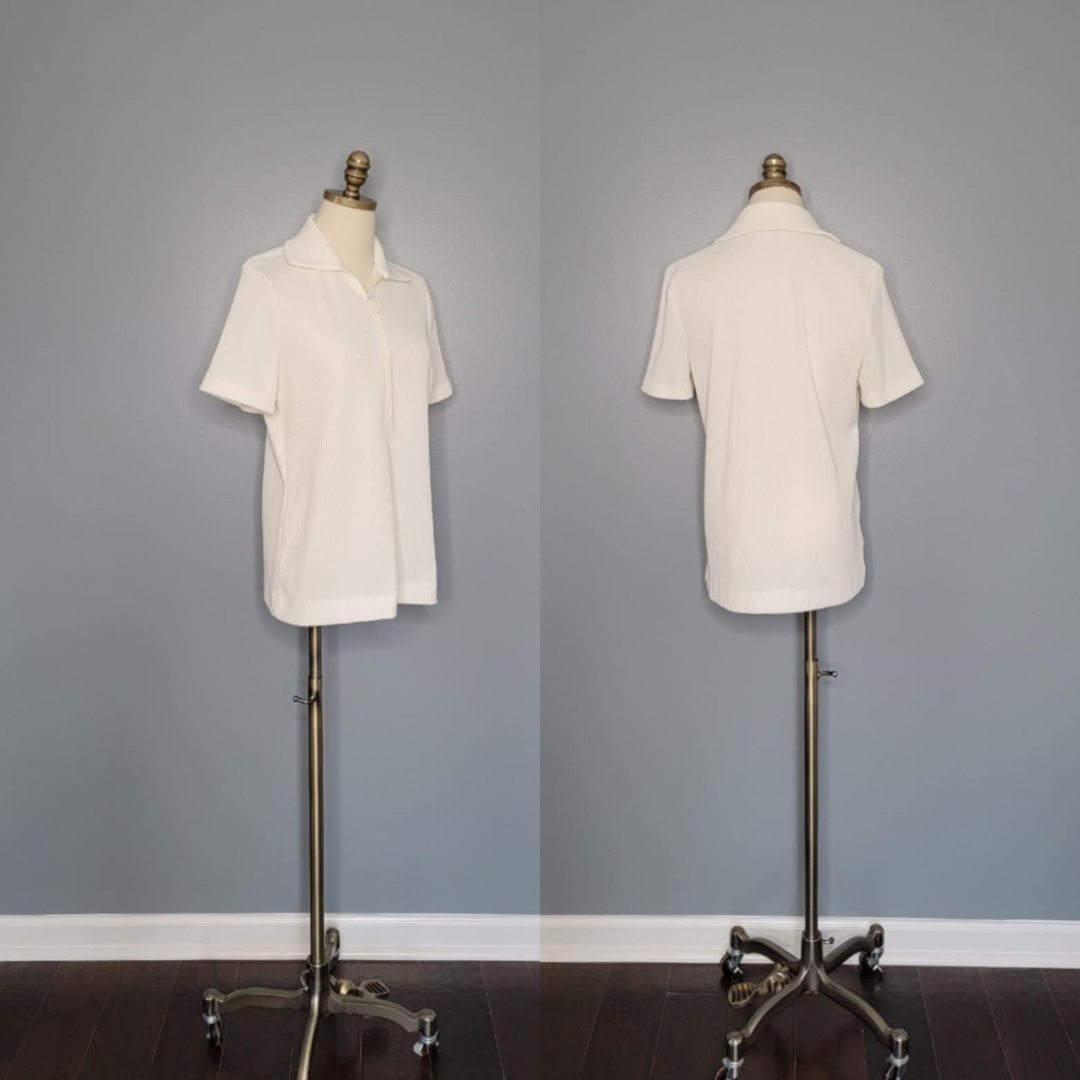 1970s Jantzen White Ribbed Collar Shirt Seventies Party - Etsy