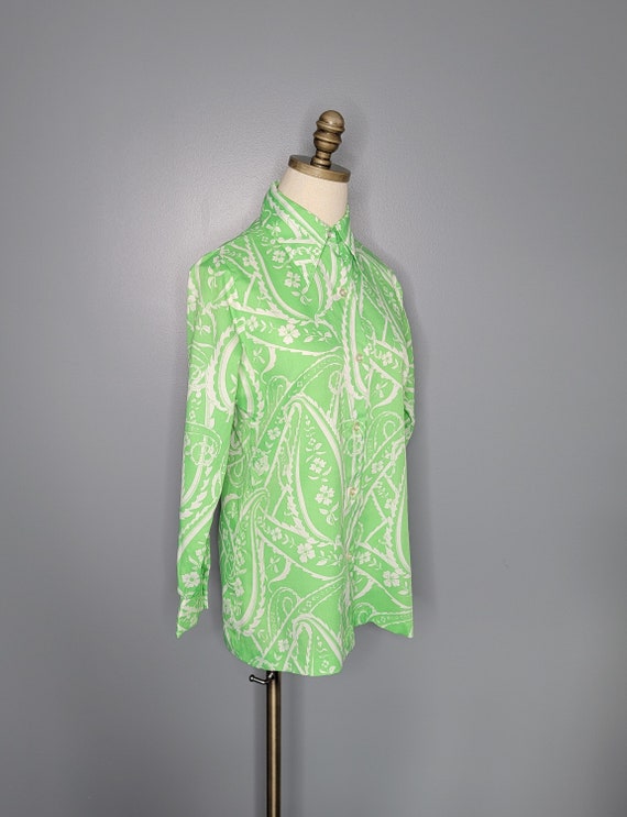 70s Alfred Dunner Green and White Paisley - image 6