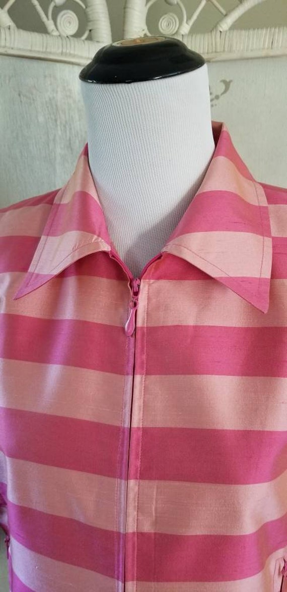 90s Pink Striped Carlisle Silk Jacket Size 4 - image 8
