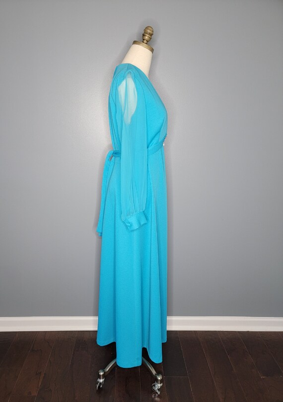 1970s Blue Evening Gown Seventies Formal Maxi Dress View 4
