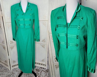 Emerald Green Sheath Dress and Bolero Vintage 1980s Suit Size 6