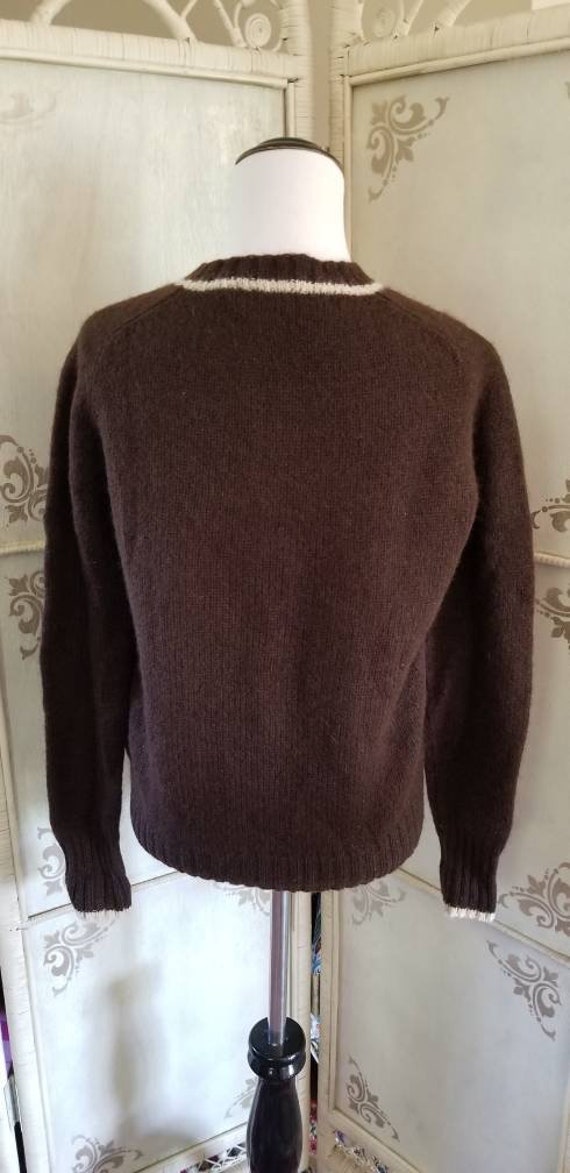 1960s Shetand Wool Sweater Robert Scott LTD Brown… - image 5