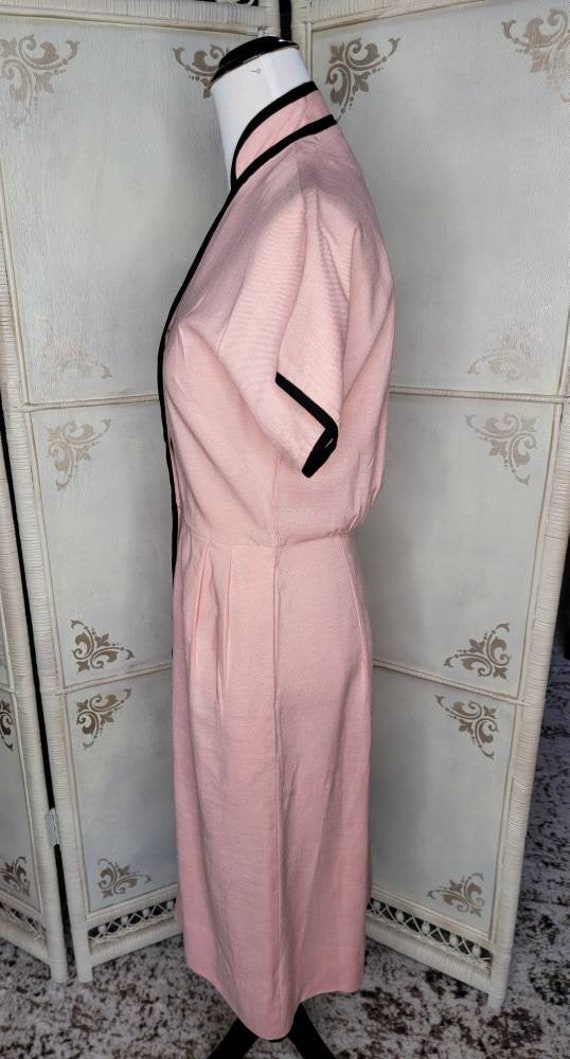 50s Jonathan Logan Pink Dress with Black Piping - image 7