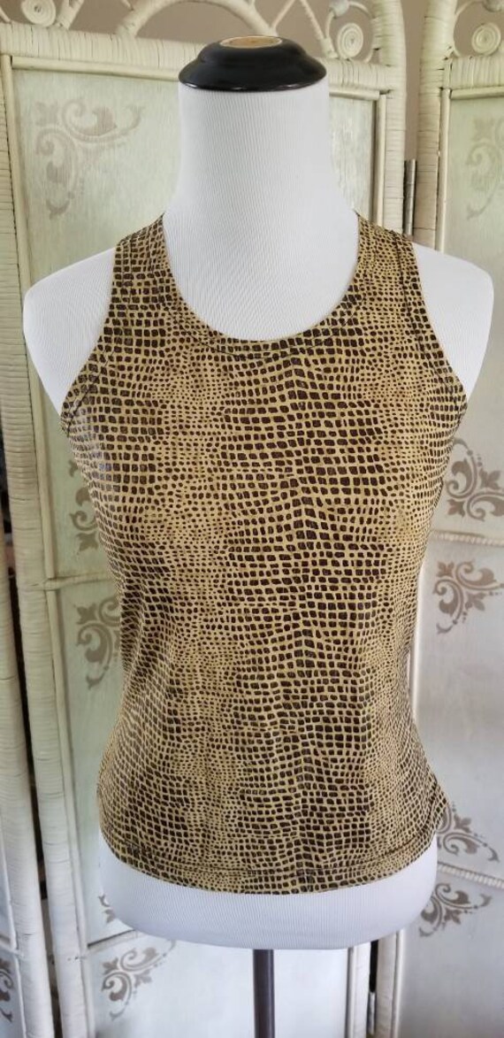 90s Tan Alligator Print Tank Styleworks by Newpor… - image 3