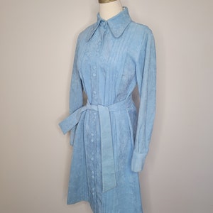 1970s Lilli Ann Ultra Suede Blue Trench Coat image 3