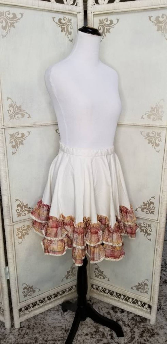 Vintage Handmade Petticoat Pink Plaid Ruffle Skir… - image 8