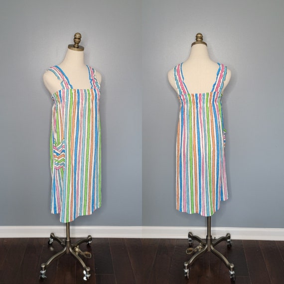 70s Candy Striped Terrycloth Swim Cover-up Juniors - image 1