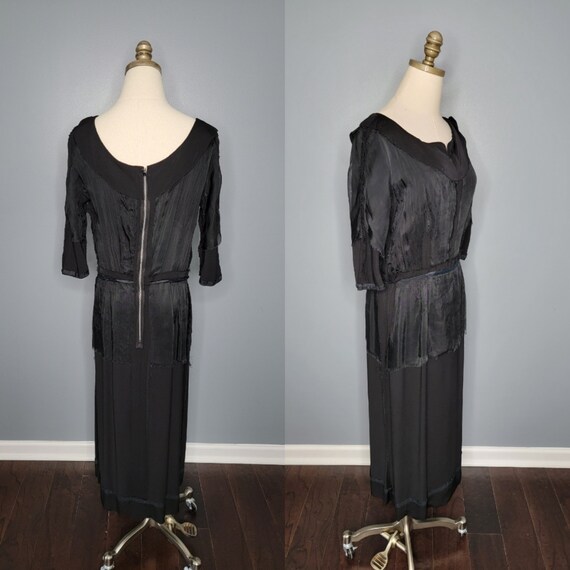 1960s Black Jersey Pleated Cocktail Dress - image 10