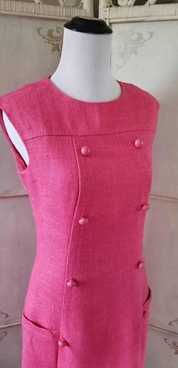 60s Esther Pomerantz Fashions Hot Pink Mod Sheath… - image 8