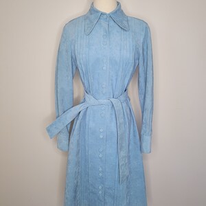 1970s Lilli Ann Ultra Suede Blue Trench Coat image 4