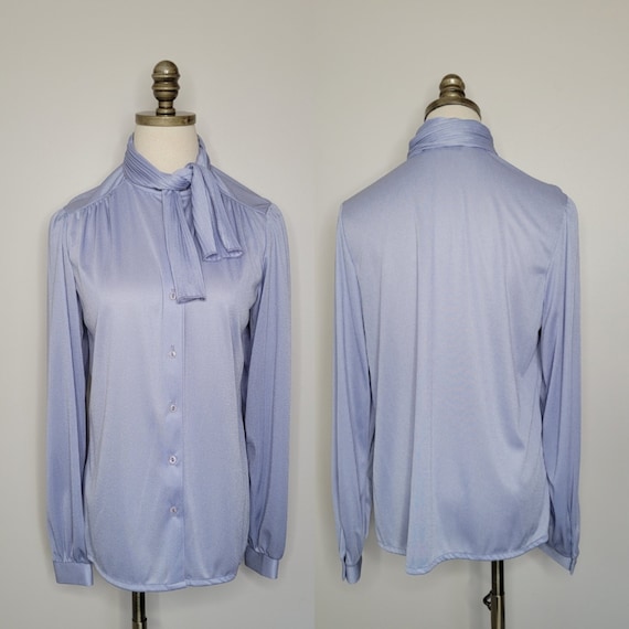 1980s ACT III Lavender Blouse Pleated Collar - image 1