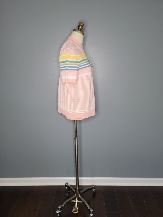 1970s James Kenrob Pink Striped Polyester Short S… - image 3