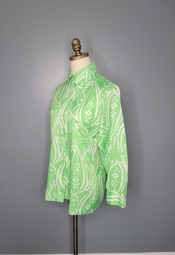 70s Alfred Dunner Green and White Paisley - image 3