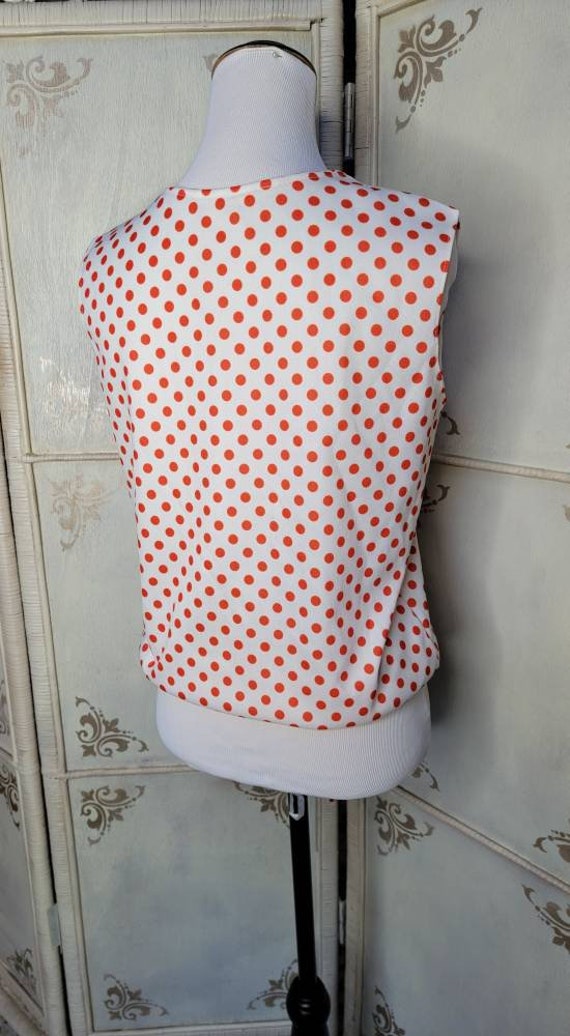 60s White with Red Polka-dot Polyester Tank - image 5