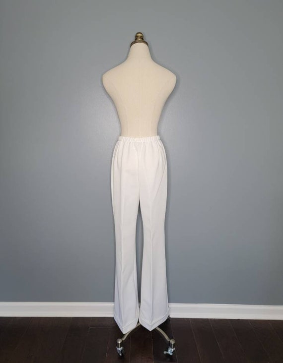 60s Jantzen Wide Leg White Polyester Pants Textur… - image 9