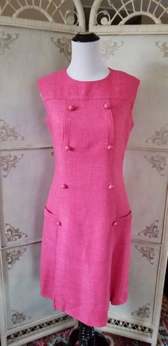 60s Esther Pomerantz Fashions Hot Pink Mod Sheath… - image 6