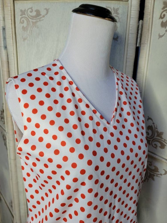 60s White with Red Polka-dot Polyester Tank - image 6