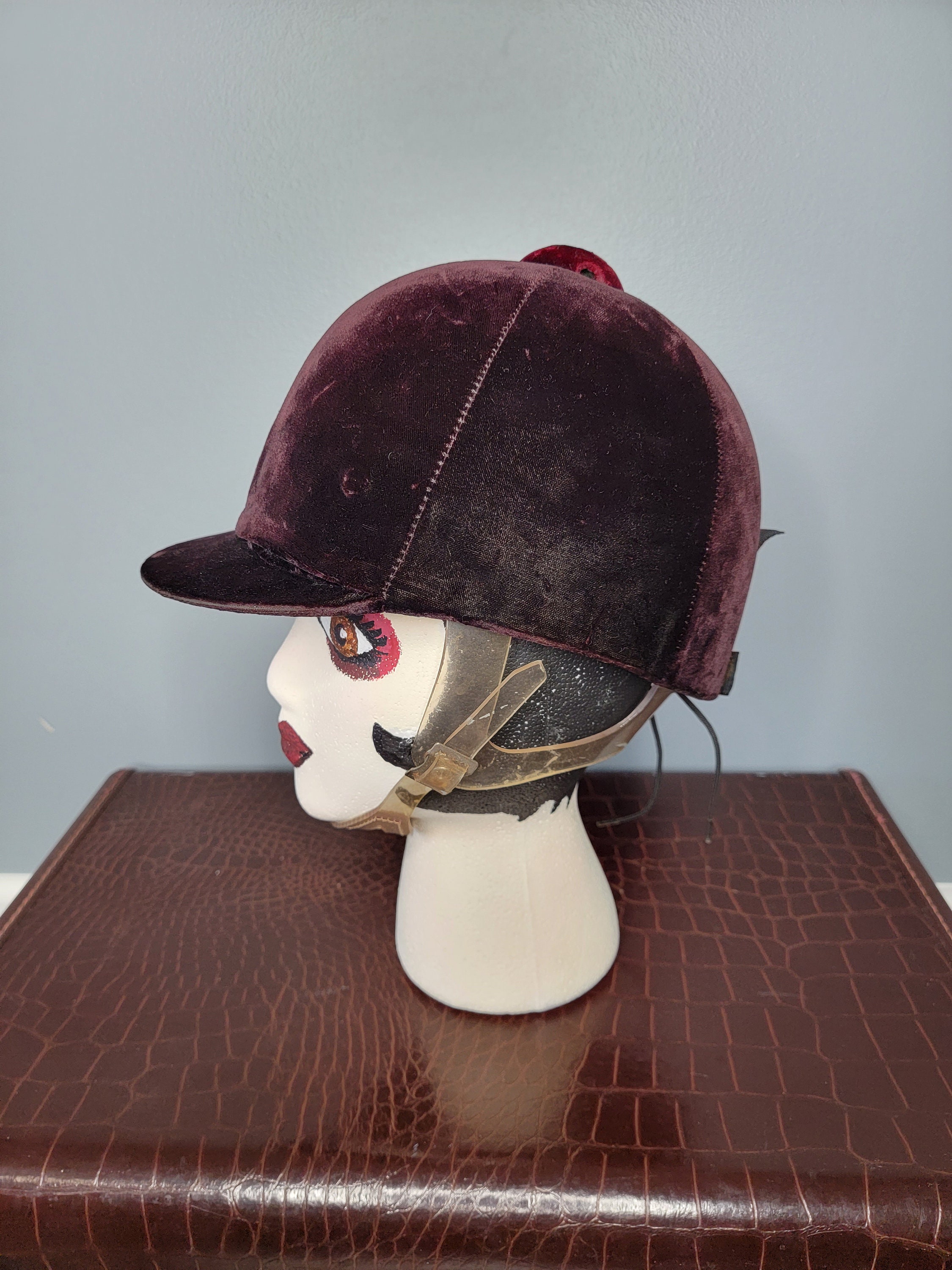 1980s Brown Velvet Riding Helmet Equestrian Etsy