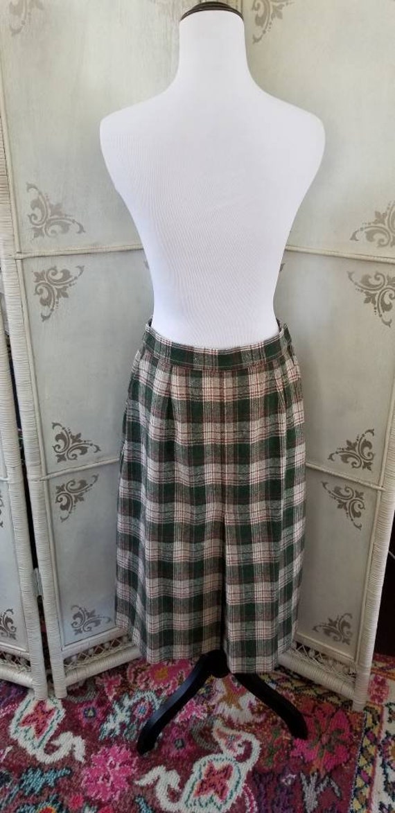 70s Plaid Green Wool Skirt - image 6