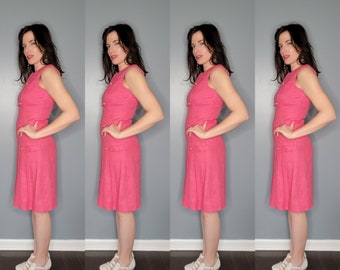 Vintage 60s Hot Pink Sheath Dress, Mod Party A-Line
