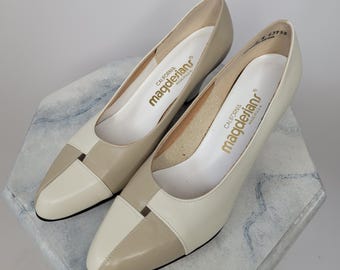 1980s Colorblock Leather Pumps: California Magdesian, Size 8 Narrow