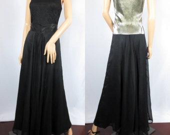 vintage 1950's Black Evening Jupe Chiffon Taille Petite