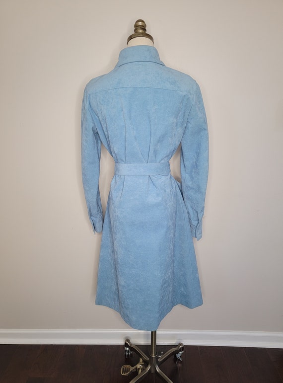 1970s Lilli Ann Ultra Suede Blue Trench Coat - image 5