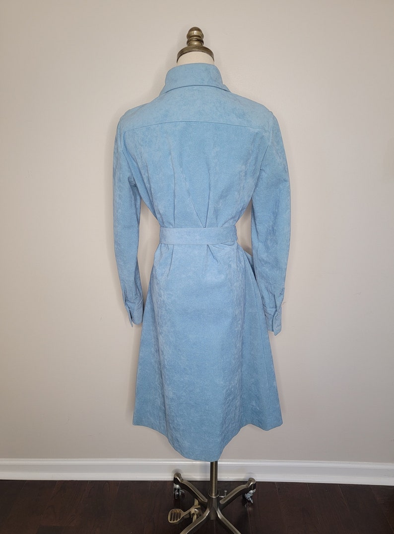 1970s Lilli Ann Ultra Suede Blue Trench Coat image 5