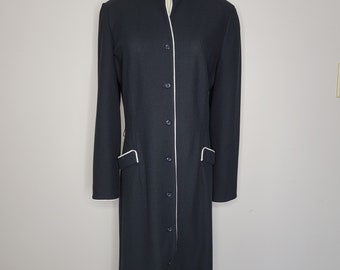 Cappotto nero anni '60 con bordino bianco, cappotto Mod anni '60, festa anni '60