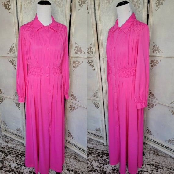 70s Hot Pink Montgomery Ward Nylon Robe - image 3